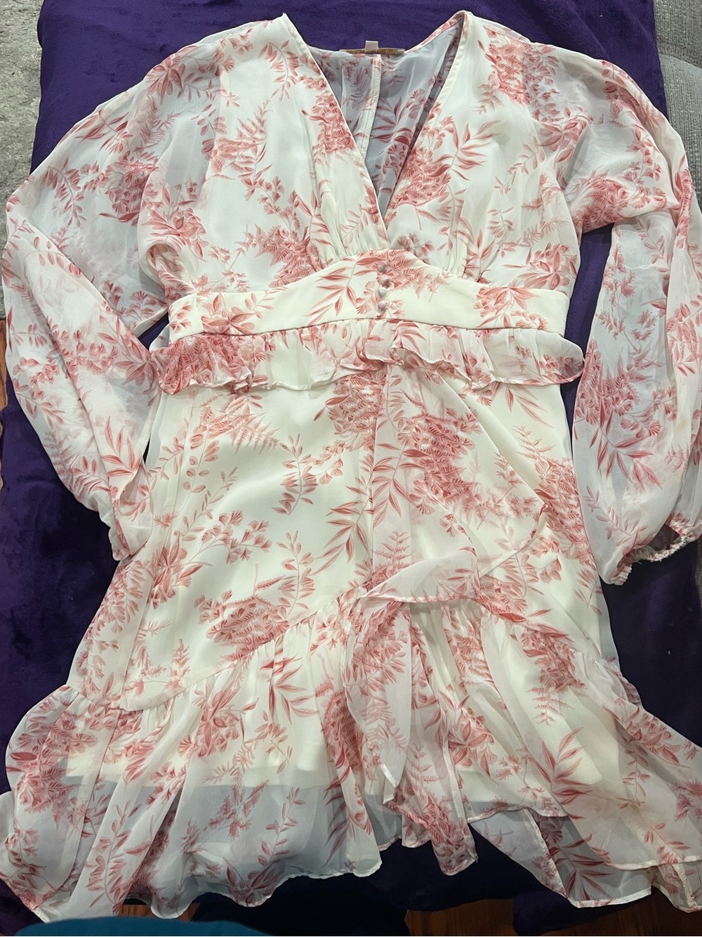 Karlie Cream Dress with Dusty Pink Floral Print